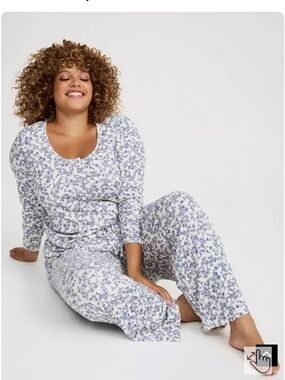 Torrid Woman's Plus-size Tined Roses Pristine Waffle Sleep Pj Set Sz 18/20